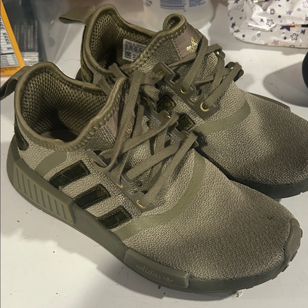 Adidas Khaki Green Athletic Shoes